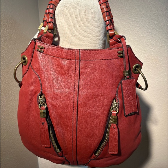 orYANY Red Leather Hobo Bag with Braided Handle - Picture 1 of 5